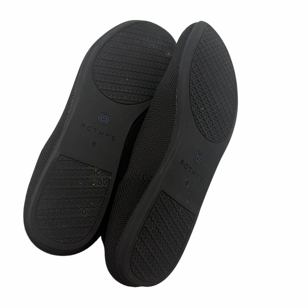 Rothy’s The Flat Black Round Toe Slip On Size 6 Knit Comfort Classic‎ Washable - Picture 4 of 14